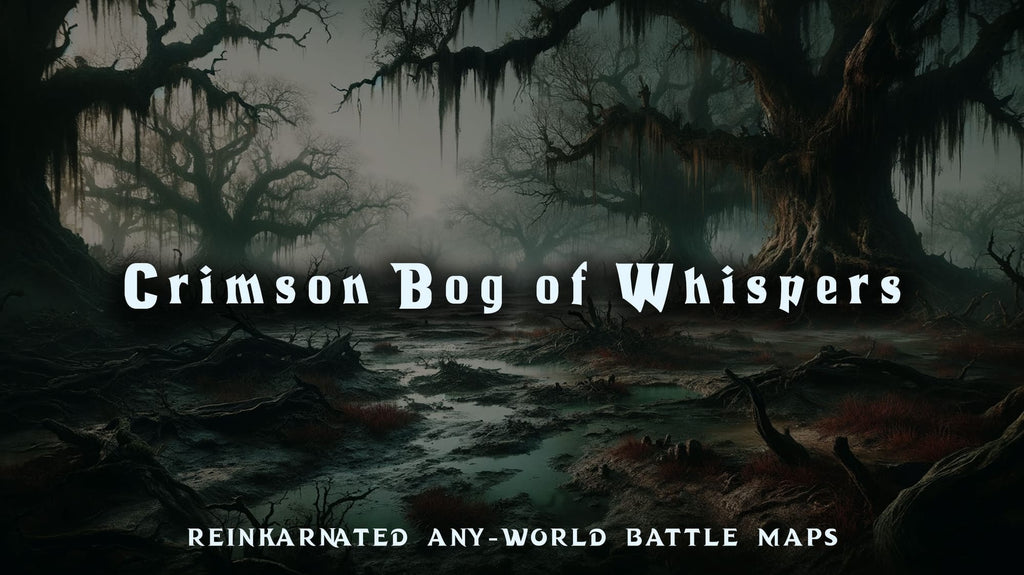 Crimson Bog of Whispers dungeons and dragons battle map — red misty swamp
