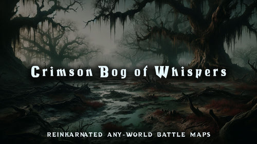 Crimson Bog of Whispers dungeons and dragons battle map — red misty swamp