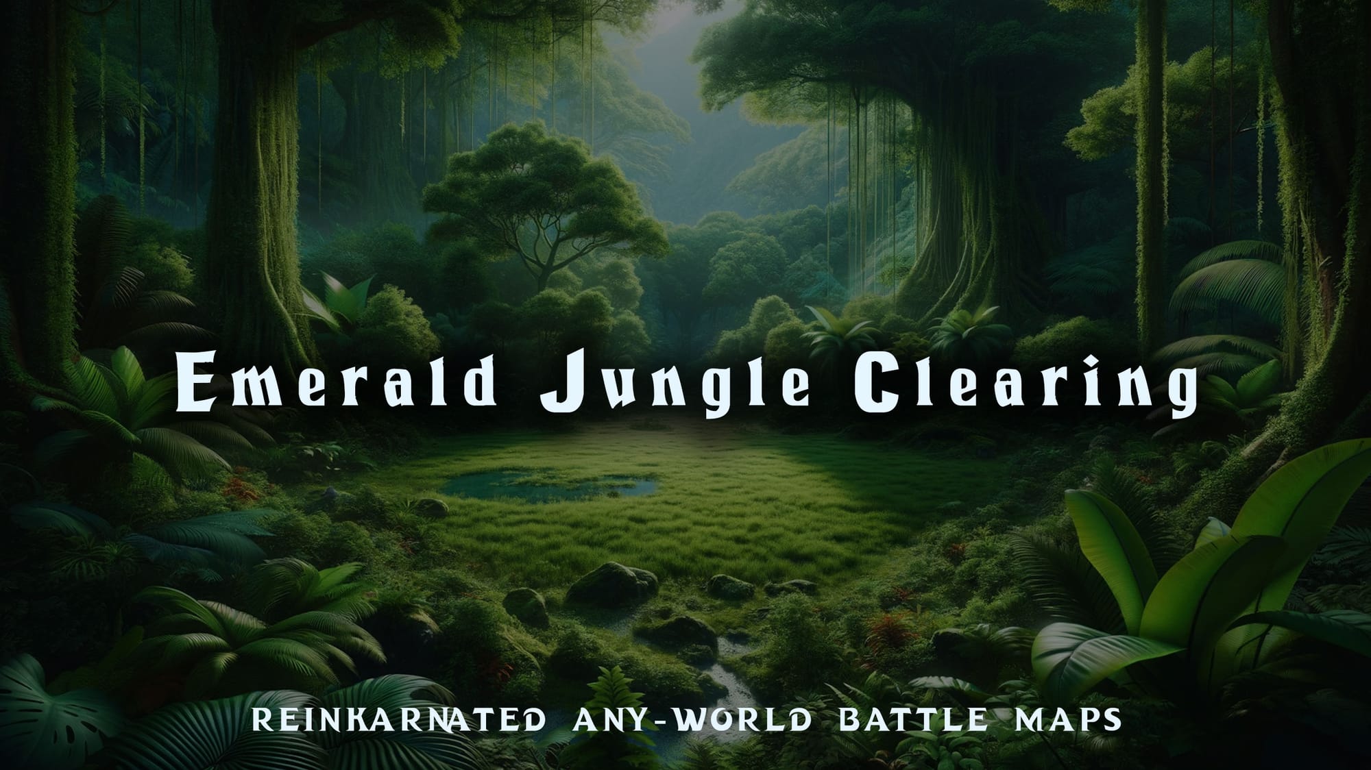 Emerald Jungle Clearing dungeons and dragons battle map — lush jungle