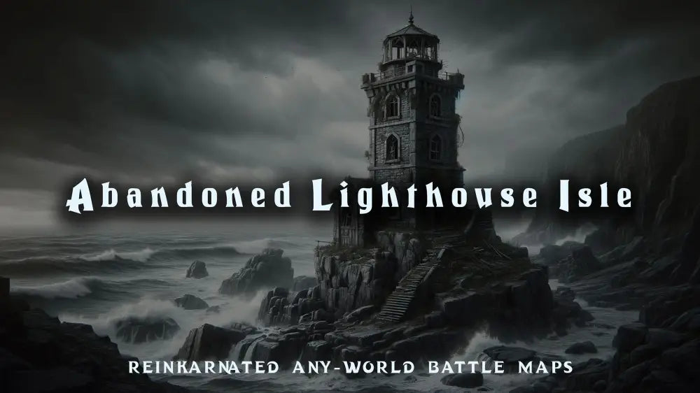 Abandoned Lighthouse Isle dnd 5e battle map — coastal island ruins