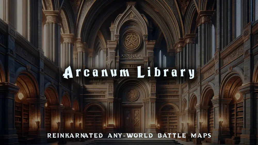 Arcanum Library dnd 5e encounter map — magical library interior