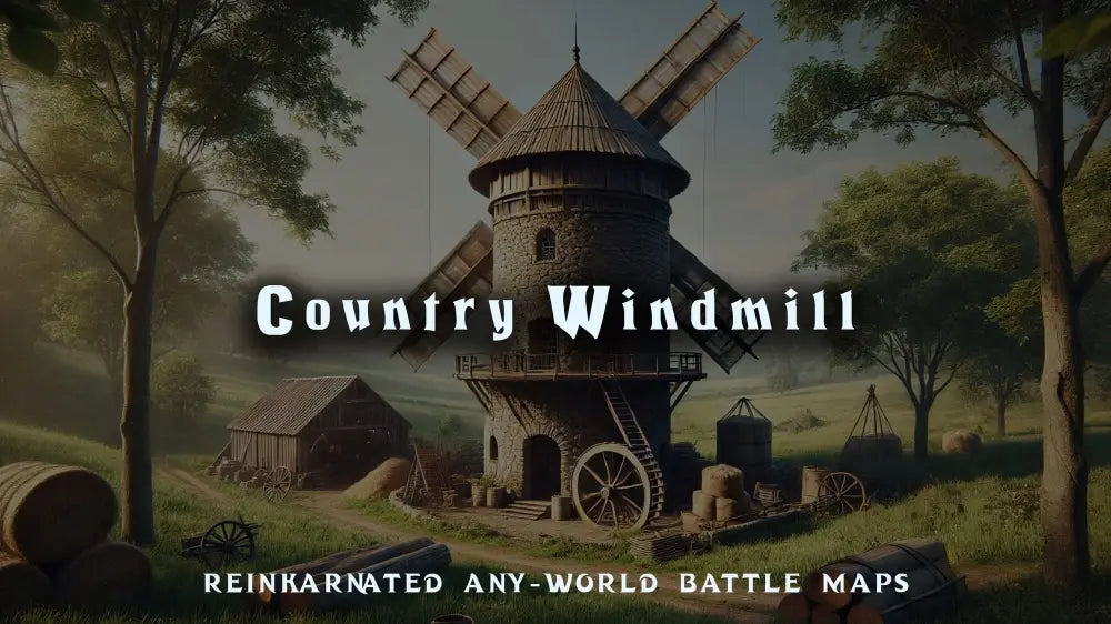 Country Windmill dungeons and dragons encounter map — rural farmland windmill