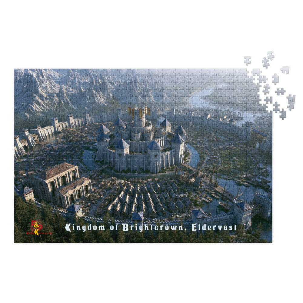 Kingdom of Brightcrown —  Eldervast Regional Art | 1,000 Piece Jigsaw Puzzle in Collector's Tin