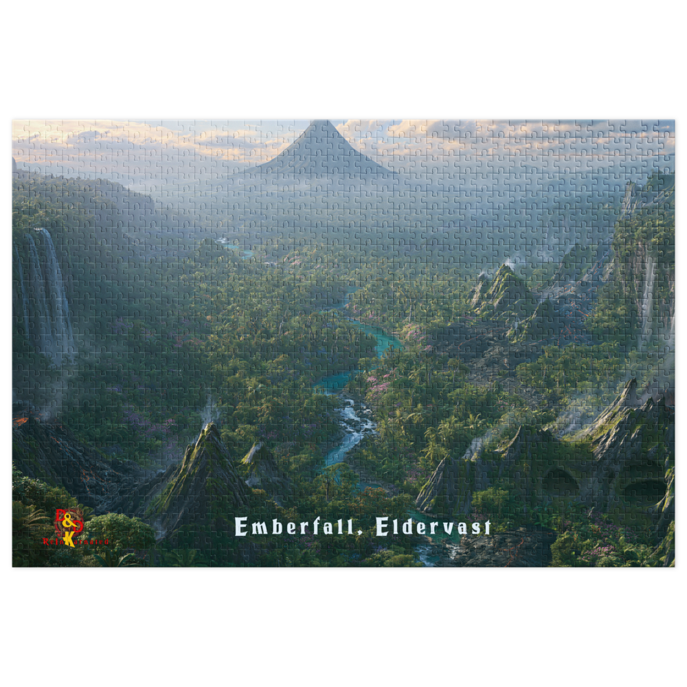 Emberfall —  Eldervast Regional Art | 1,000 Piece Jigsaw Puzzle in Collector's Tin