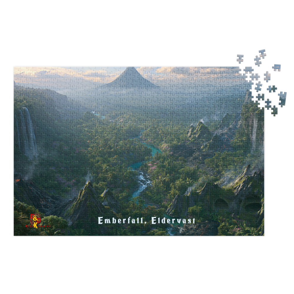 Emberfall —  Eldervast Regional Art | 1,000 Piece Jigsaw Puzzle in Collector's Tin
