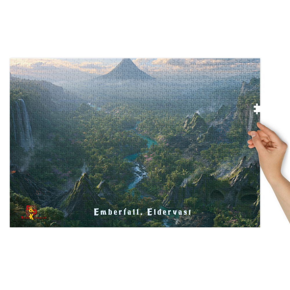 Emberfall —  Eldervast Regional Art | 1,000 Piece Jigsaw Puzzle in Collector's Tin