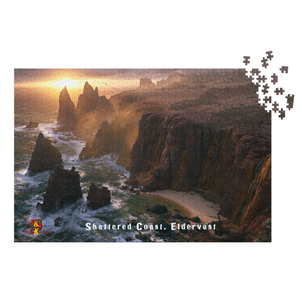 Shattered Coast — Eldervast Regional Art | 1,000 Piece Jigsaw Puzzle in Collector's Tin