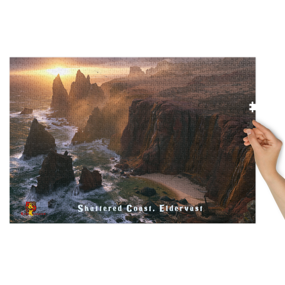 Shattered Coast — Eldervast Regional Art | 1,000 Piece Jigsaw Puzzle in Collector's Tin