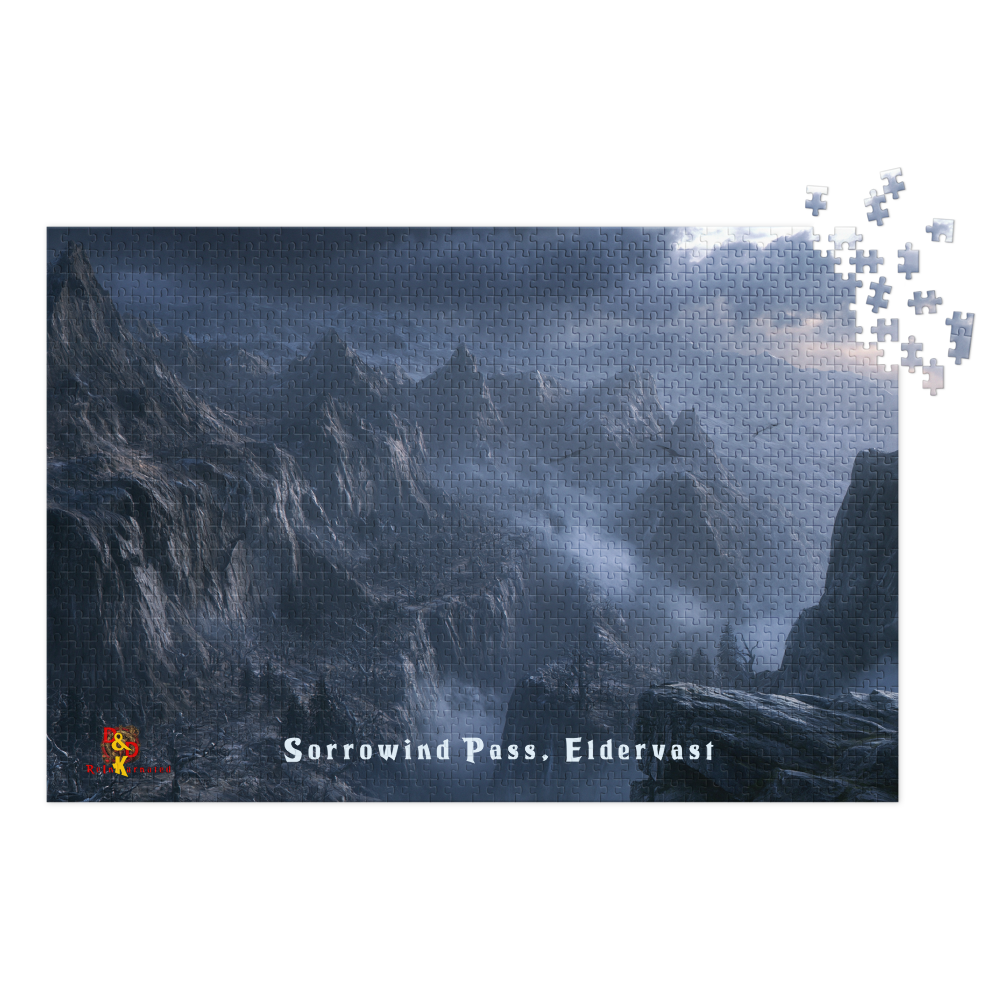 Sorrowind Pass — Eldervast Regional Art | 1,000 Piece Jigsaw Puzzle in Collector's Tin