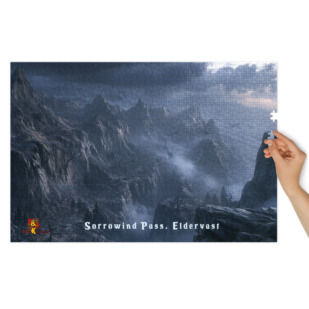 Sorrowind Pass — Eldervast Regional Art | 1,000 Piece Jigsaw Puzzle in Collector's Tin