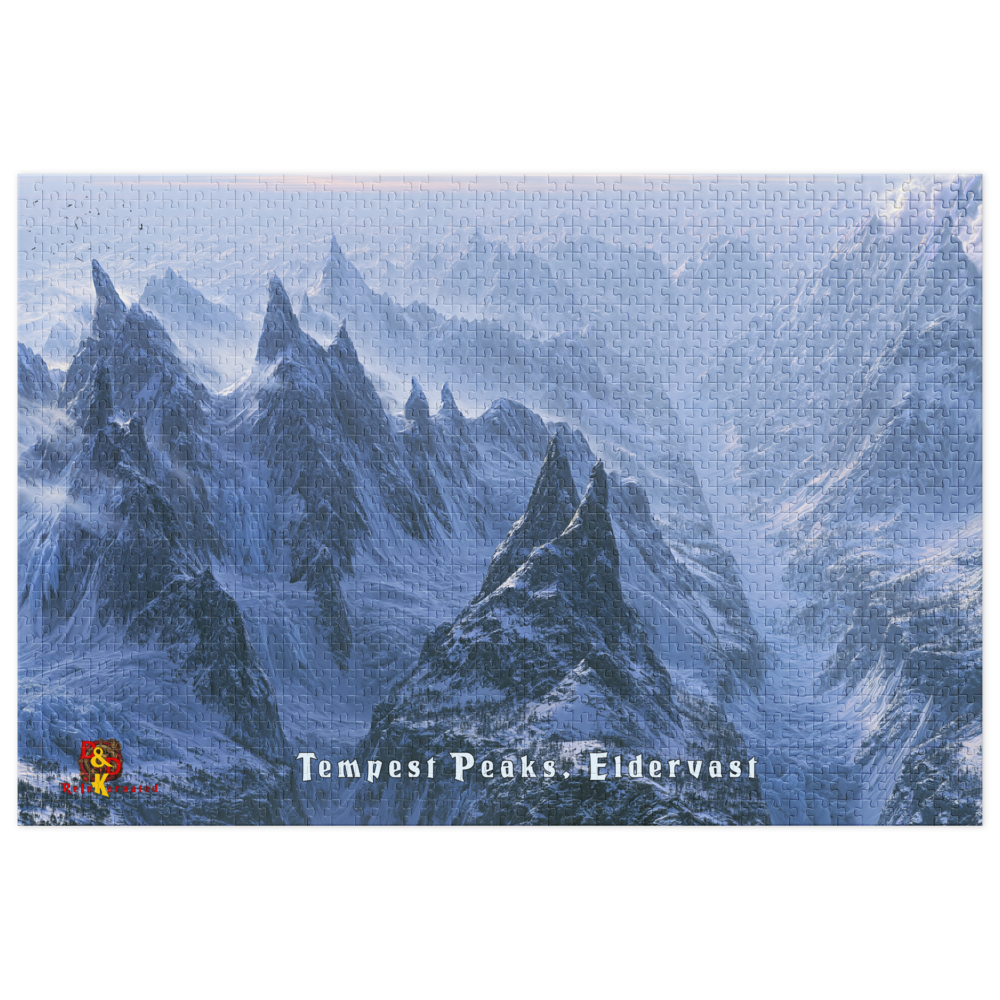 Tempest Peaks — Eldervast Regional Art | 1,000 Piece Jigsaw Puzzle in Collector's Tin