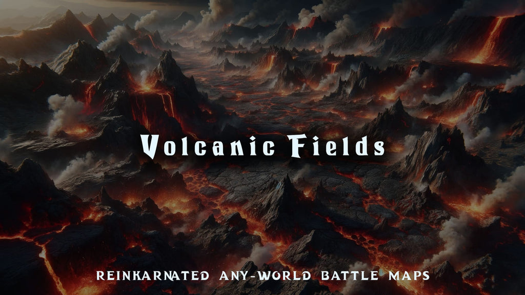 Volcanic Fields dungeons and dragons battle map — lava-scorched terrain