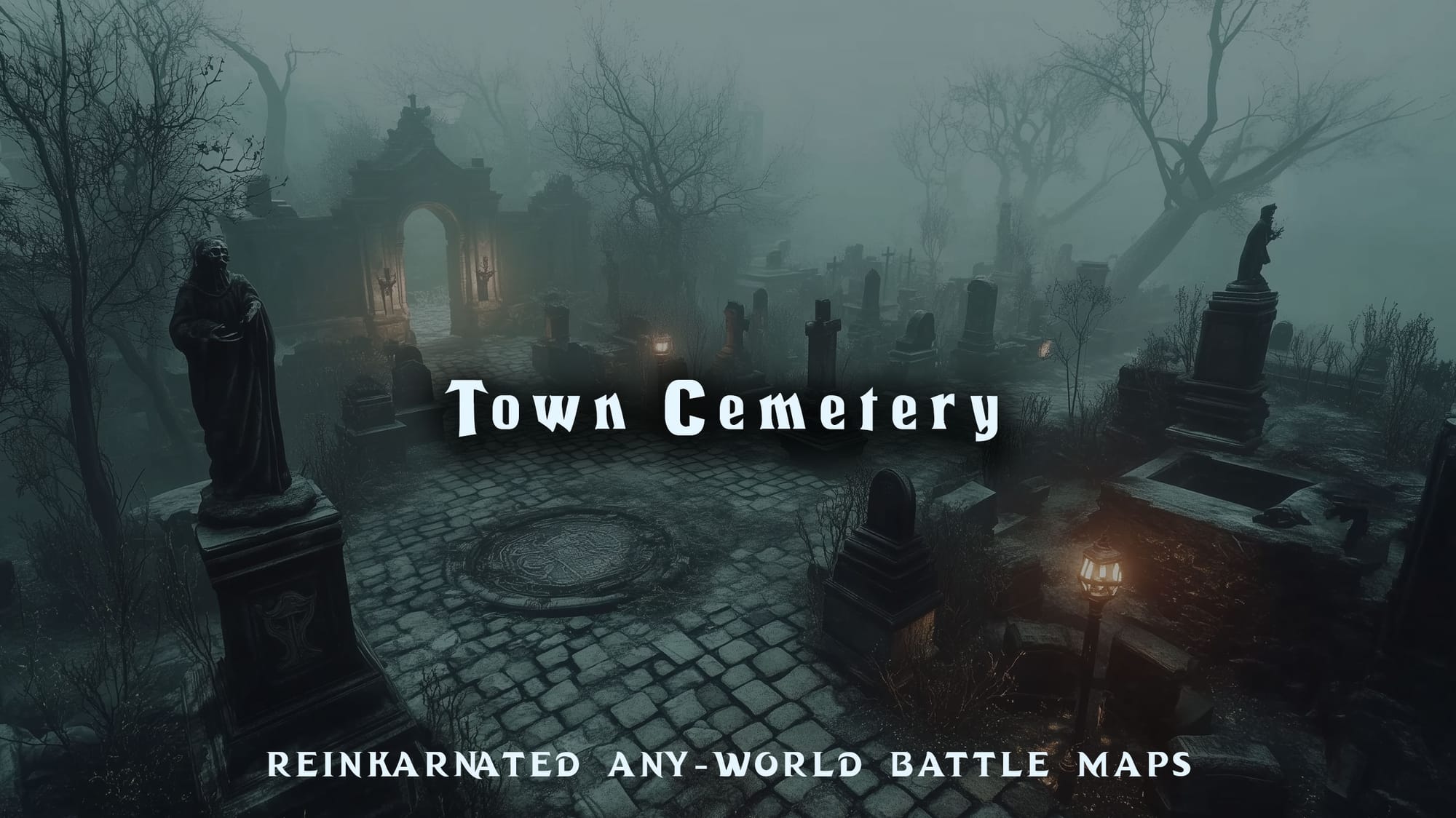 Town Cemetery dnd 5e battle map — outdoor graveyard encounter