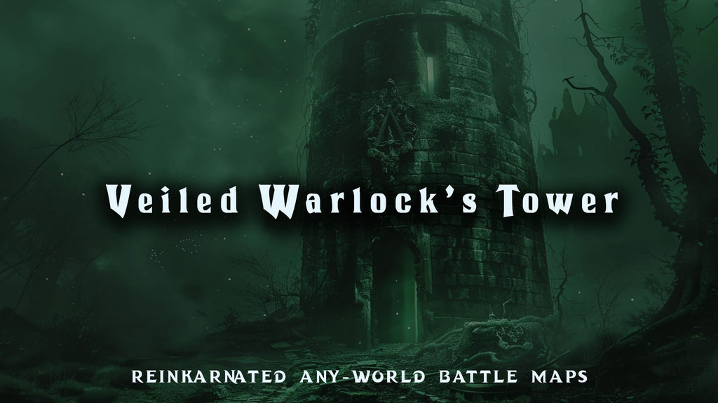 Veiled Warlock's Tower dungeons and dragons battle map — dark sorcerer's spire