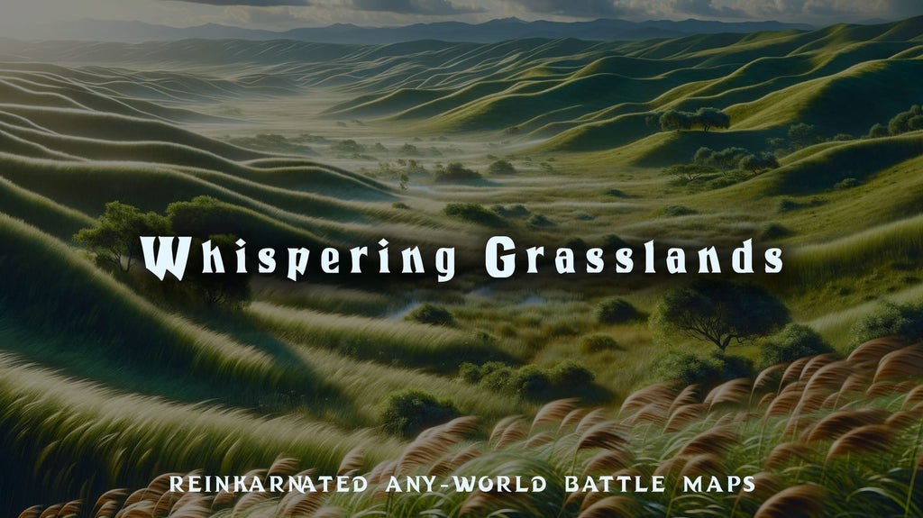 Whispering Grasslands dungeons and dragons battle map — open rolling plains
