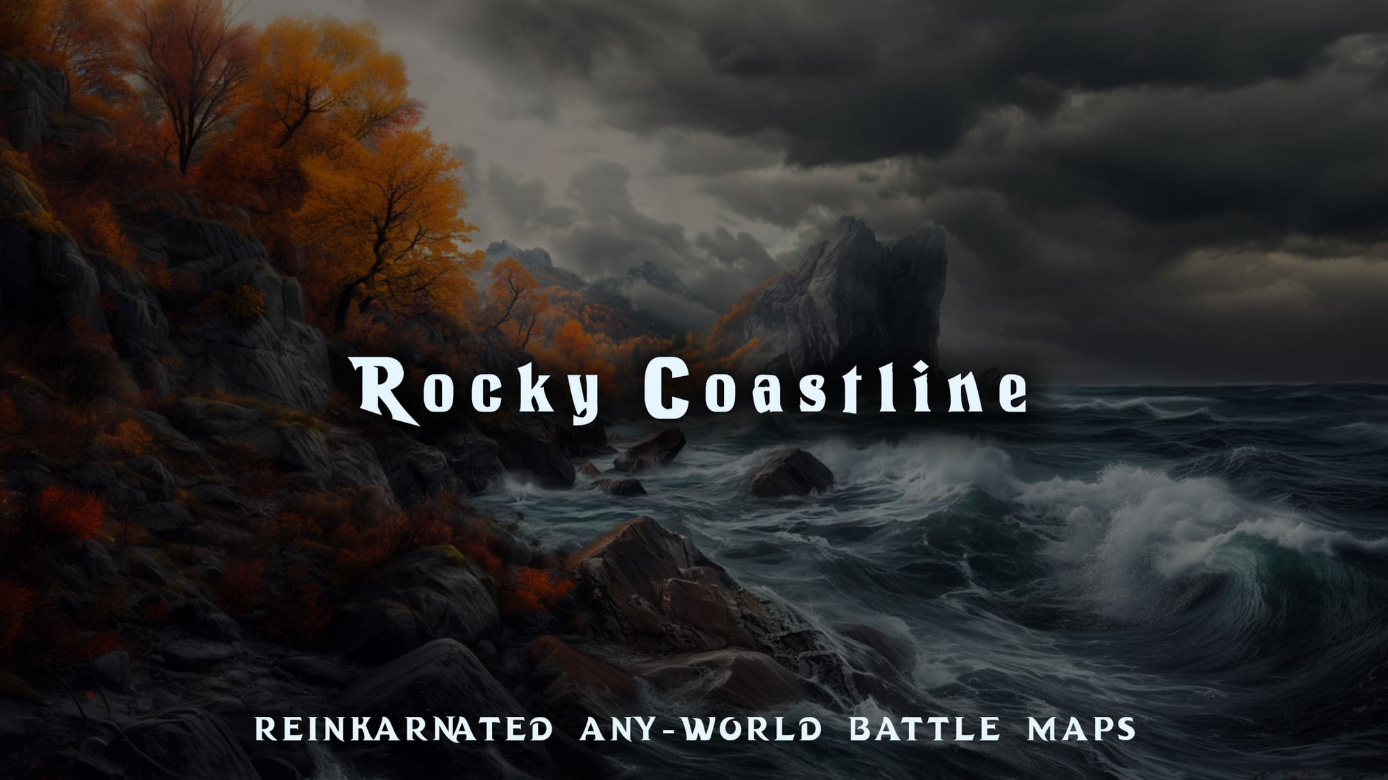 Rocky Coastline dungeons and dragons battle map — rugged seaside cliff