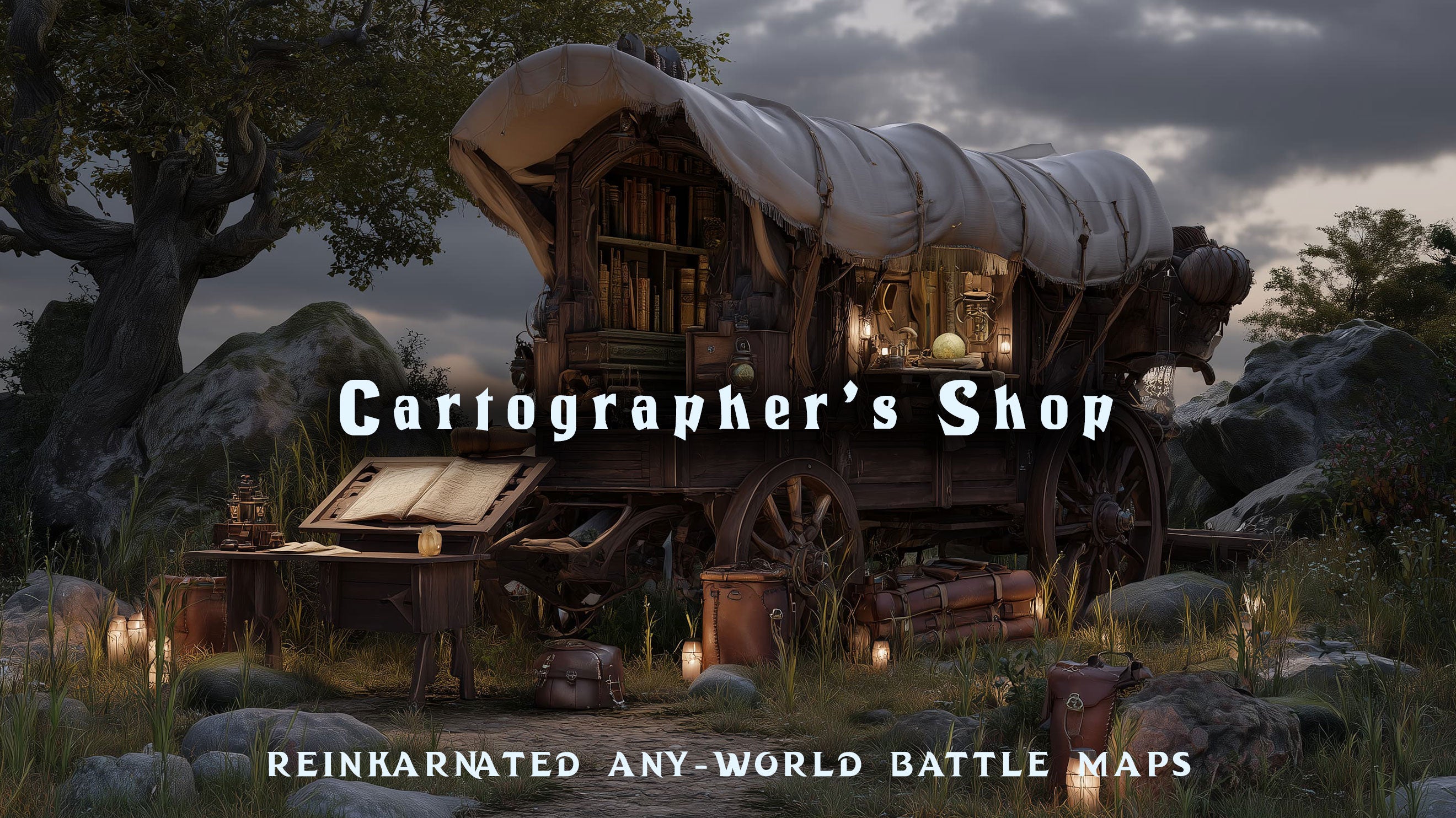 Wayfinder's Coil — Cartographer's Shop Battle Map Print | 20″×20″